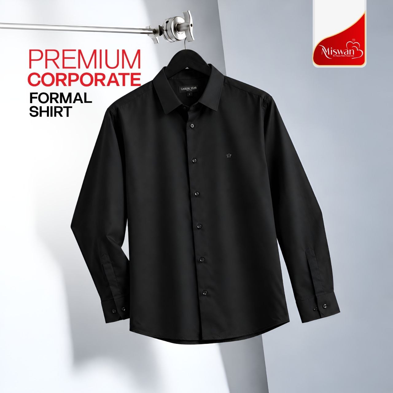 Corporate-Stitch Formal Shirt (Black)