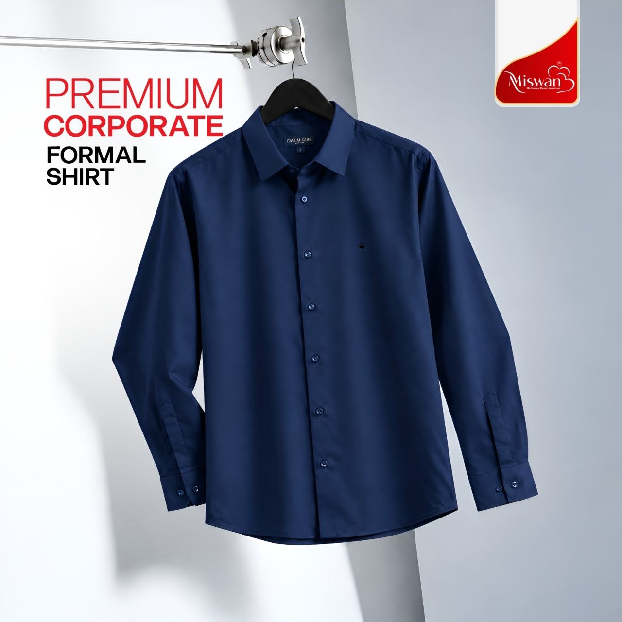 Corporate-Stitch Formal Shirt Navy Blue)